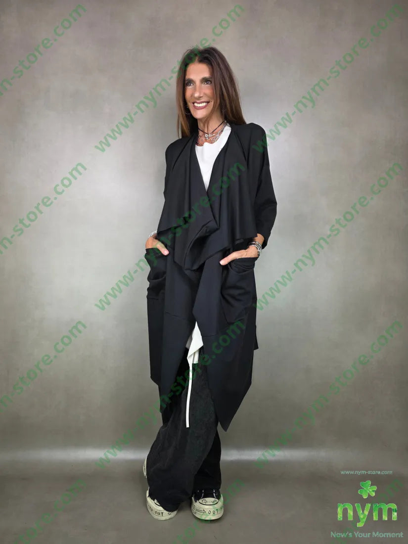 spolverino collo incrociato 100co U / NERO / AI25 CAPOSPALLA