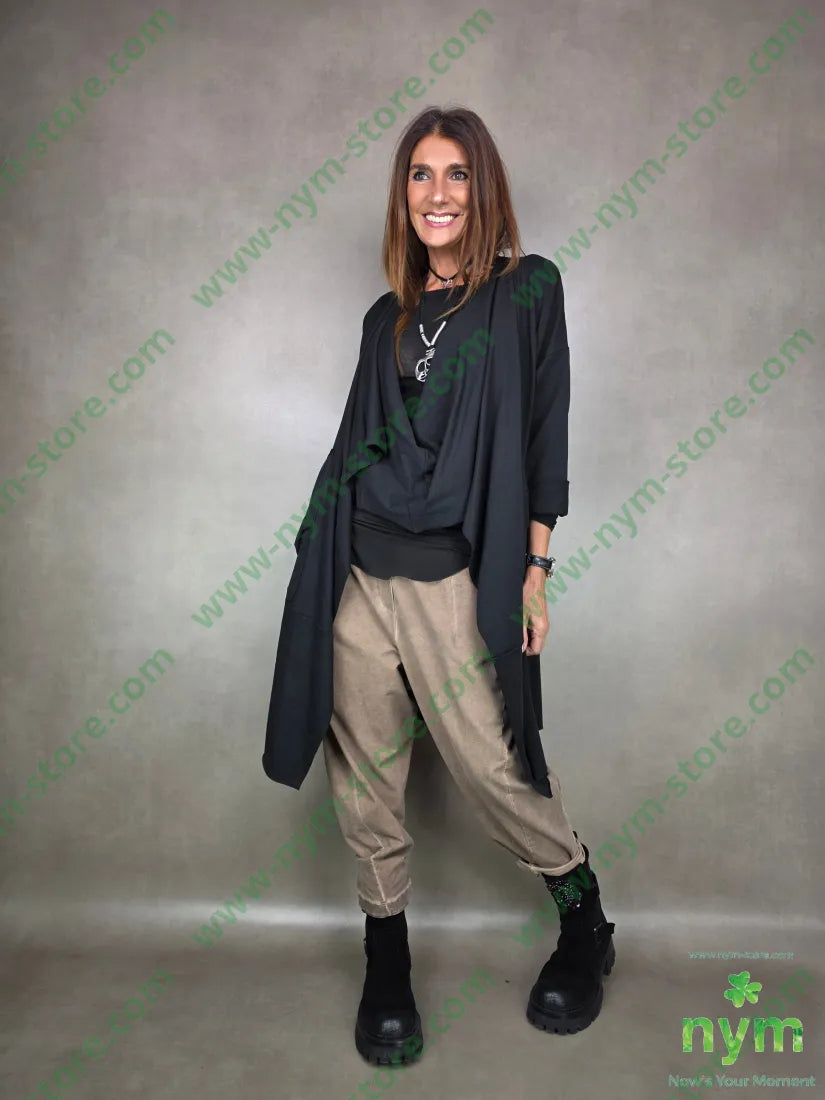 spolverino collo incrociato 100co U / NERO / AI25 CAPOSPALLA