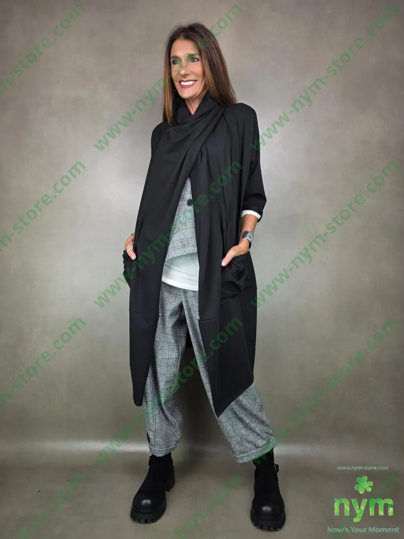 spolverino collo incrociato 100co U / NERO / AI25 CAPOSPALLA