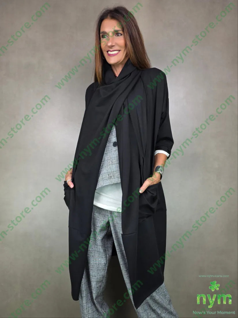 spolverino collo incrociato 100co U / NERO / AI25 CAPOSPALLA