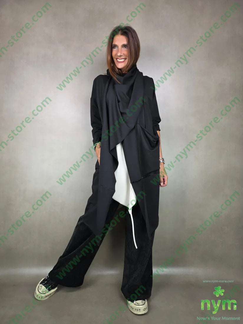 spolverino collo incrociato 100co U / NERO / AI25 CAPOSPALLA