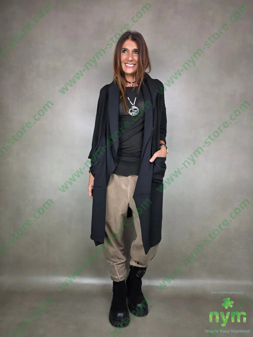 spolverino collo incrociato 100co U / NERO / AI25 CAPOSPALLA