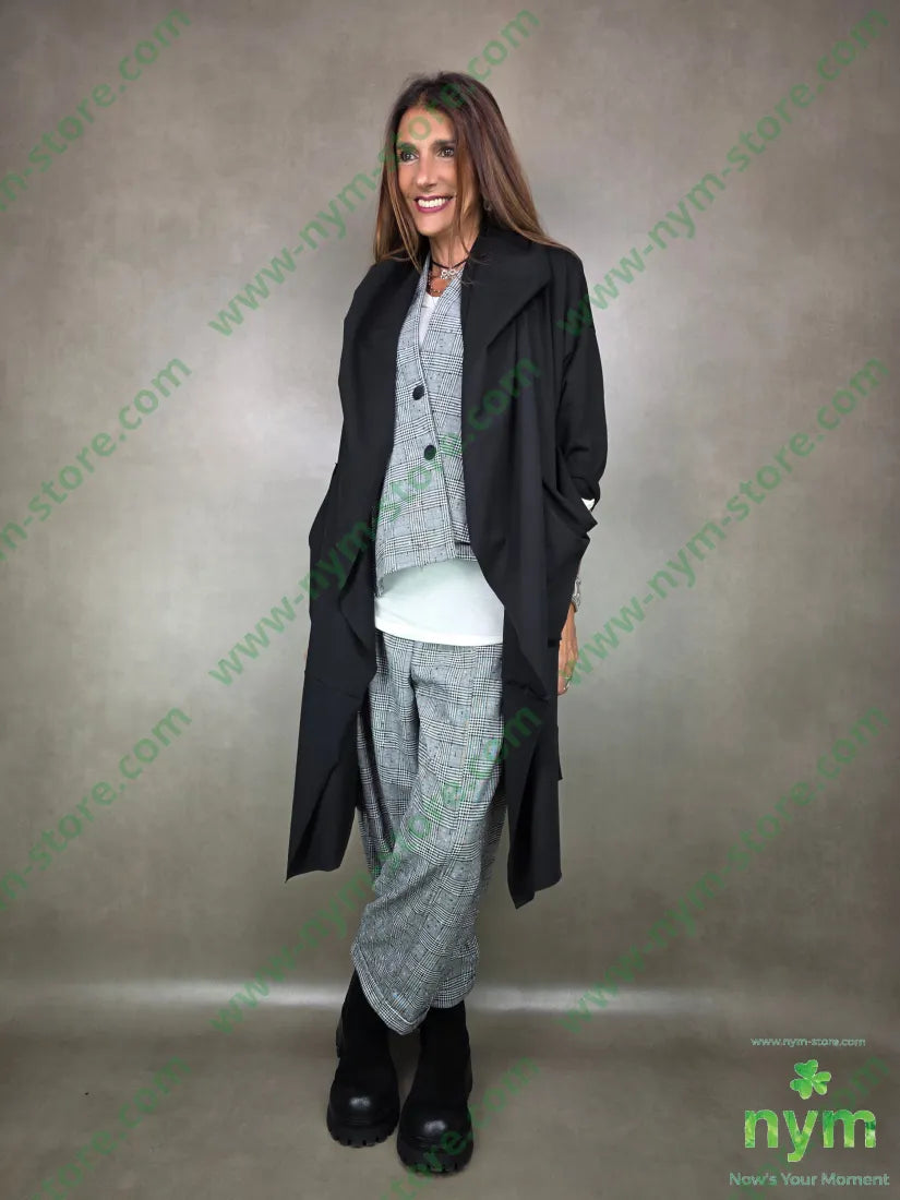 spolverino collo incrociato 100co U / NERO / AI25 CAPOSPALLA