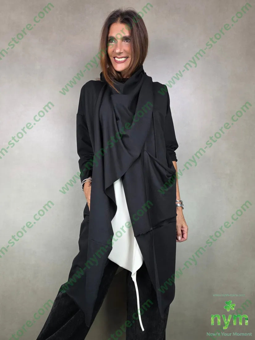 spolverino collo incrociato 100co U / NERO / AI25 CAPOSPALLA