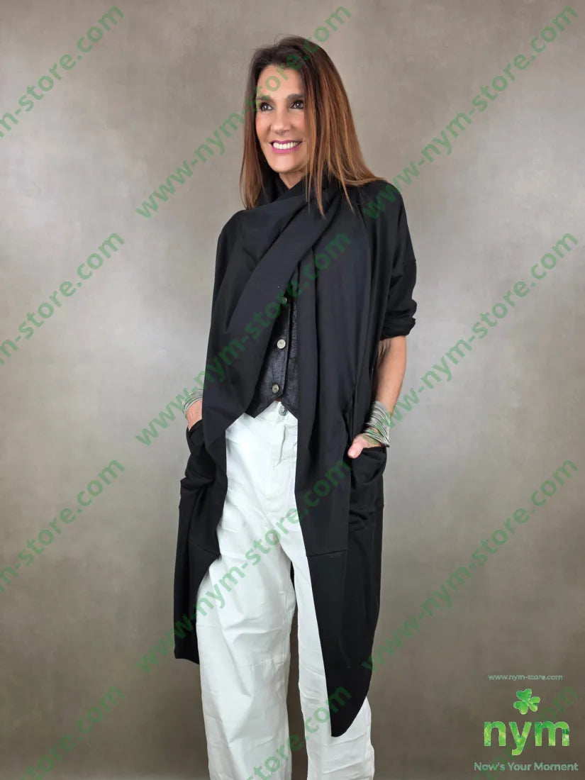 spolverino collo incrociato 100co U / NERO / AI25 CAPOSPALLA