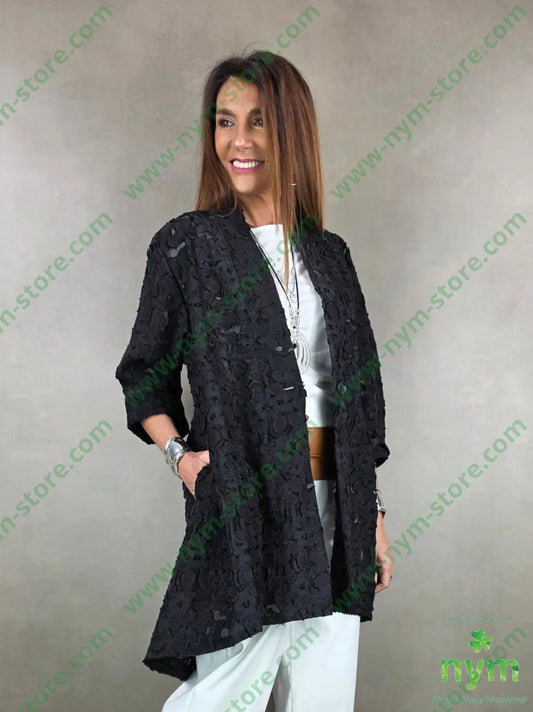 spolverino ricamo tulle 70pl30vi U / NERO / PE26 CAPOSPALLA