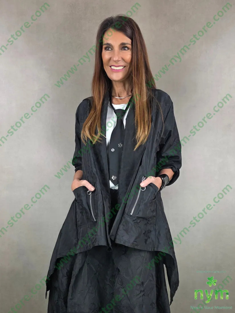 spolverino taf taf stropicciato 100pl U / NERO / PE26 CAPOSPALLA