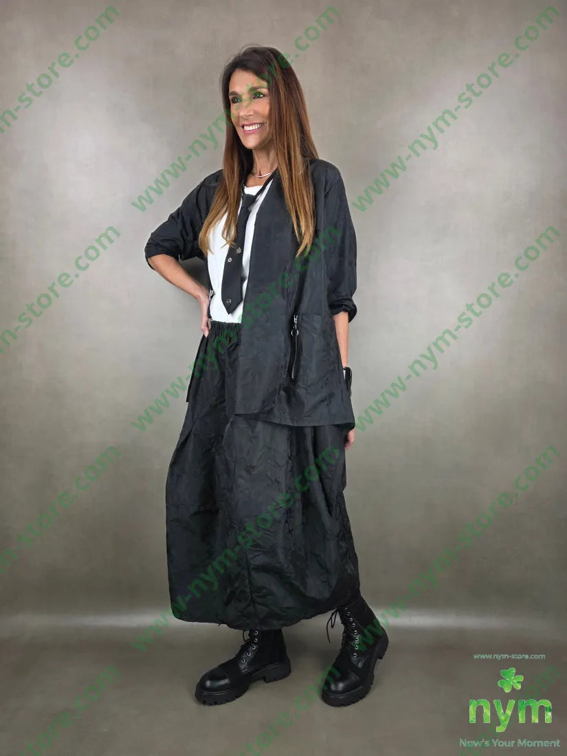 spolverino taf taf stropicciato 100pl U / NERO / PE26 CAPOSPALLA