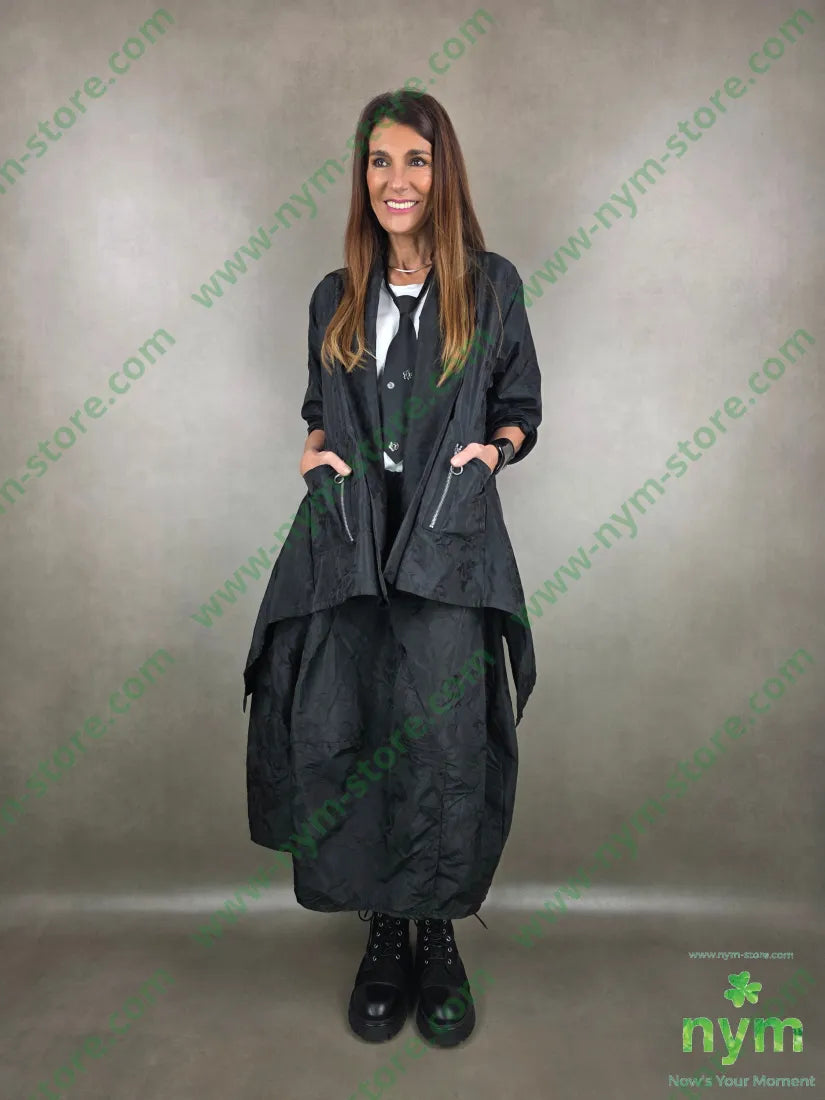 spolverino taf taf stropicciato 100pl U / NERO / PE26 CAPOSPALLA