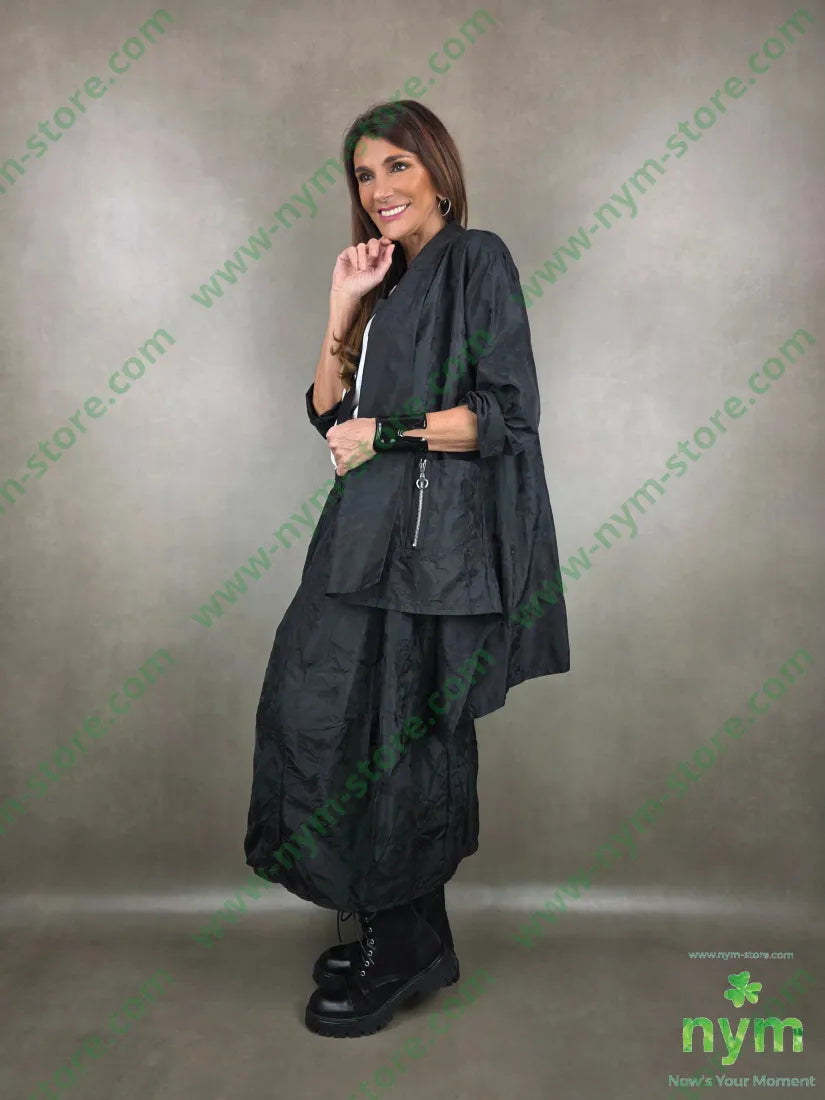 spolverino taf taf stropicciato 100pl U / NERO / PE26 CAPOSPALLA