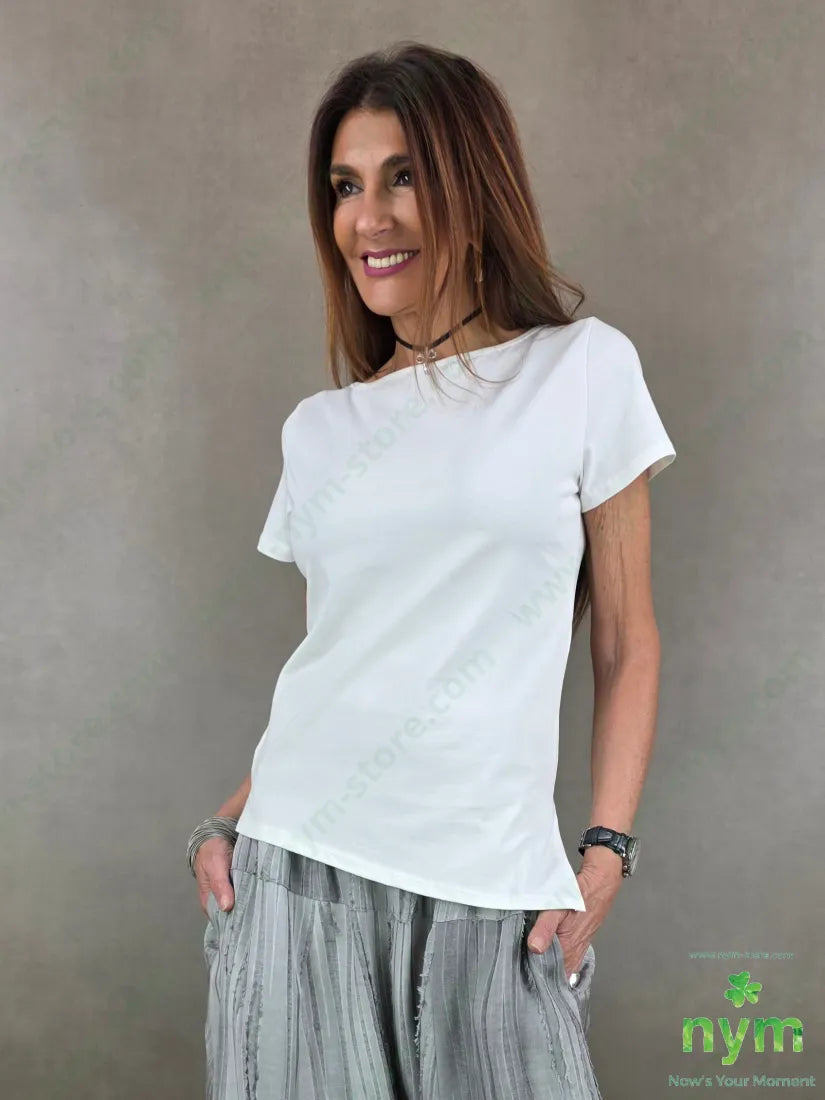 t shirt bielastico taglio inverso 94co6ea - 1 / PANNA / PE26 - TSHIRT