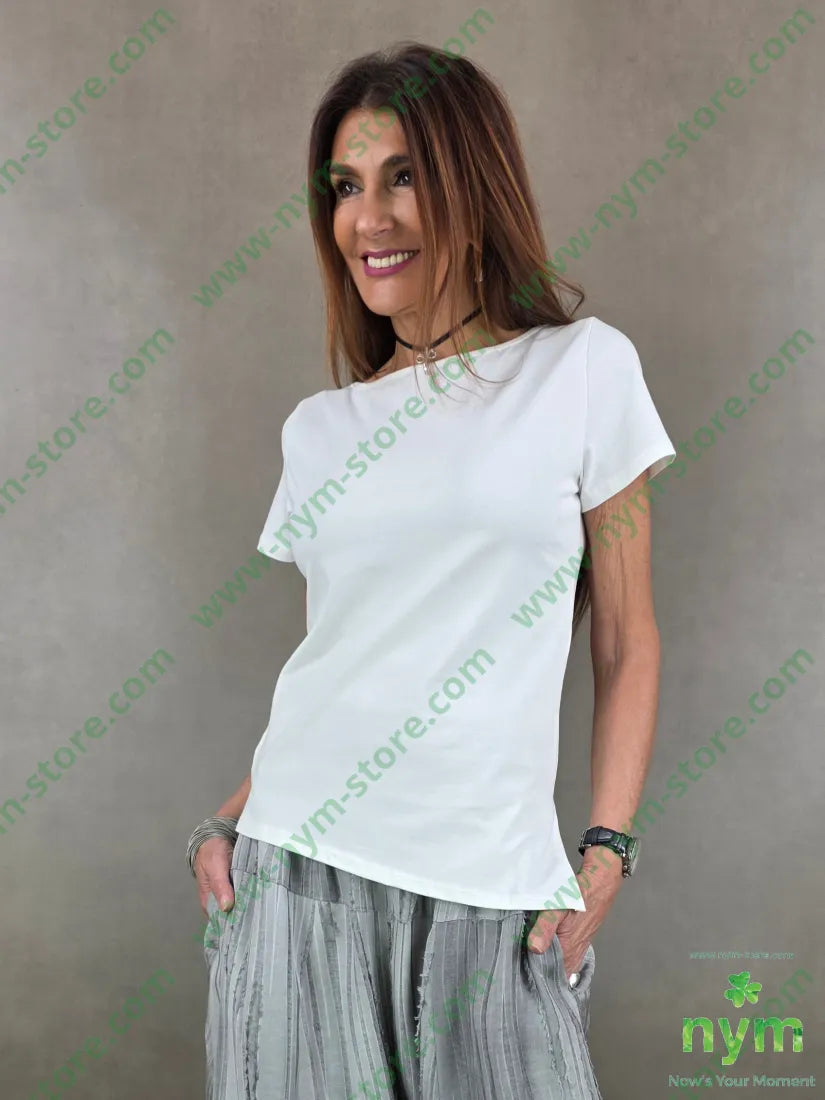 t shirt bielastico taglio inverso 94co6ea - 1 / PANNA / PE26 - TSHIRT