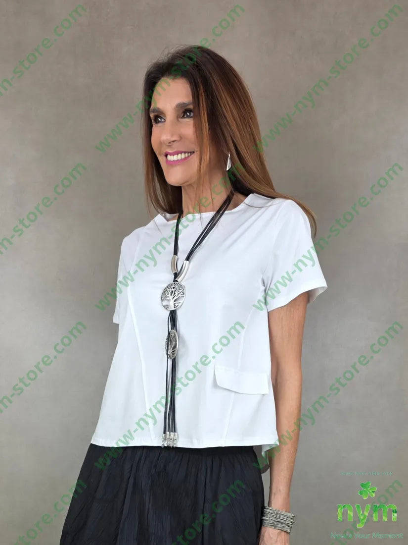 t shirt con collo in taglio vivo 95co5ea U / BIANCO / PE26 TSHIRT