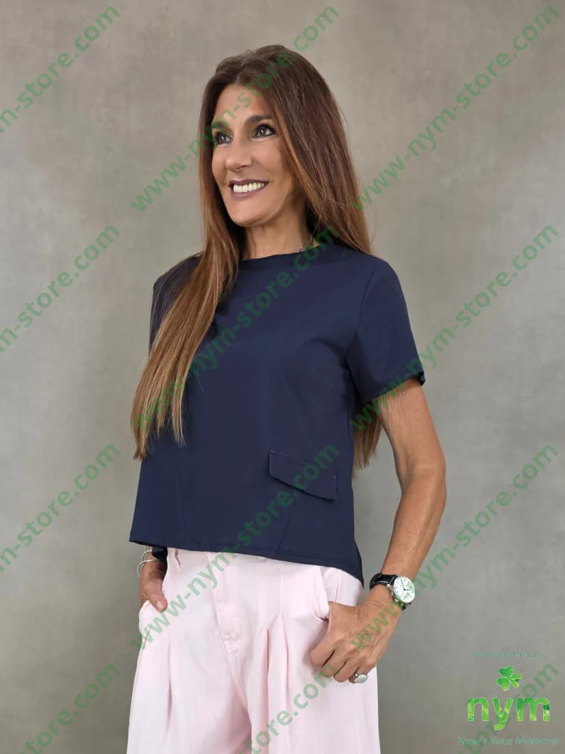 t shirt con collo in taglio vivo 95co5ea - U / BLU / PE26 - TSHIRT