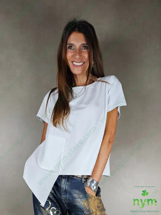 t shirt due pinces collo 95co5e U / BIANCO / AI25 TSHIRT