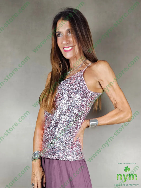 top paillettes con spallina 100pl TOP