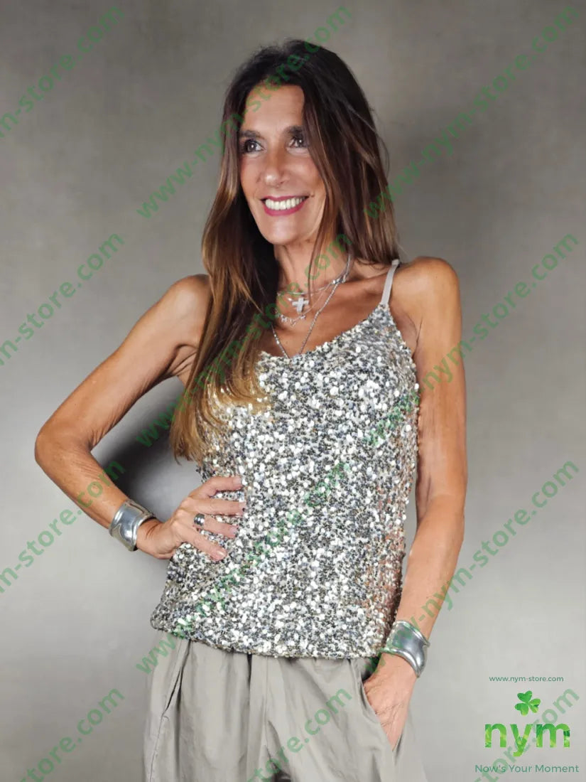 top paillettes con spallina 100pl TOP