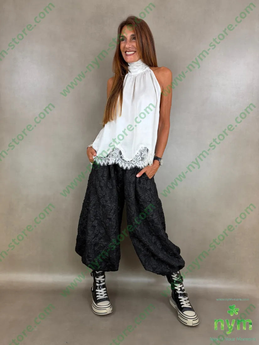 top scollato dietro con pizzo 100vi - U / PANNA / AI26 - TOP