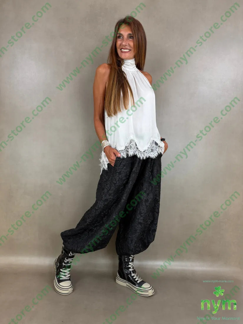 top scollato dietro con pizzo 100vi - U / PANNA / AI26 - TOP
