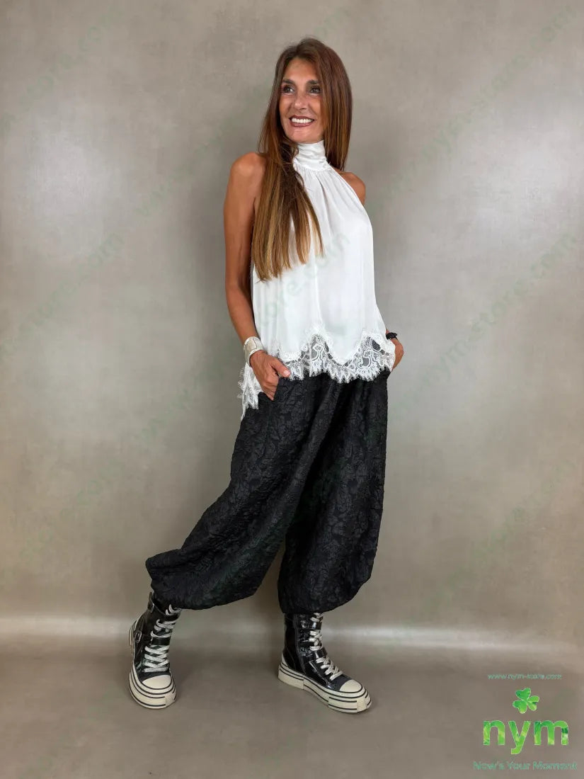 top scollato dietro con pizzo 100vi - U / PANNA / AI26 - TOP