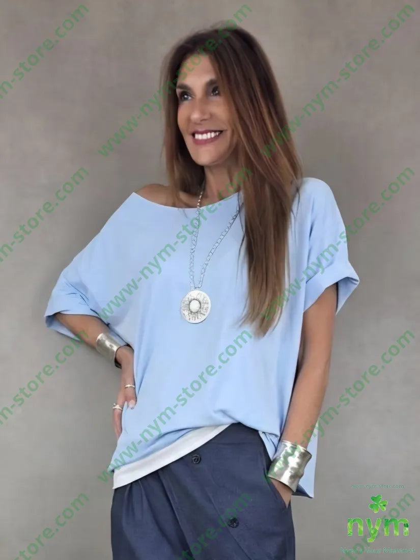 tshirt a scatoletta in taglio vivo 95co5ea - U / AZZURRO / PE26 - TSHIRT