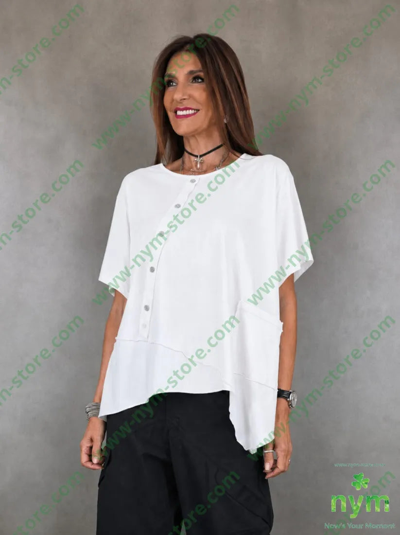 tshirt bottoncini tasca a trapezio 95co5ea - U / BIANCO / PE26 - TSHIRT