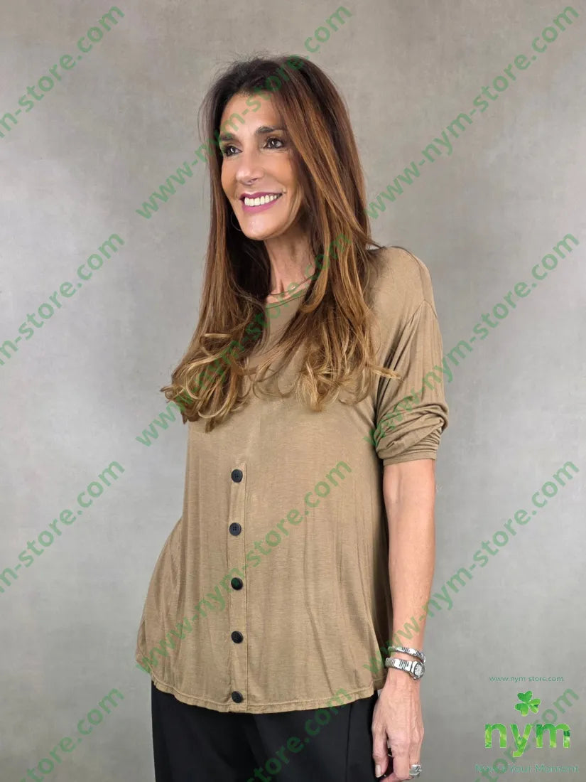 tshirt cinque bottoni 100ws U / CAMMELLO / AI25 TSHIRT