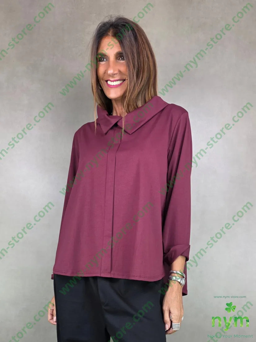 tshirt colletto manica lunga 95co5ea U / BORDO / AI25 TSHIRT