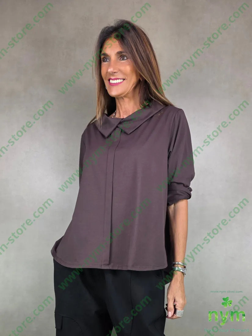 tshirt colletto manica lunga 95co5ea U / MARRONE / AI25 TSHIRT