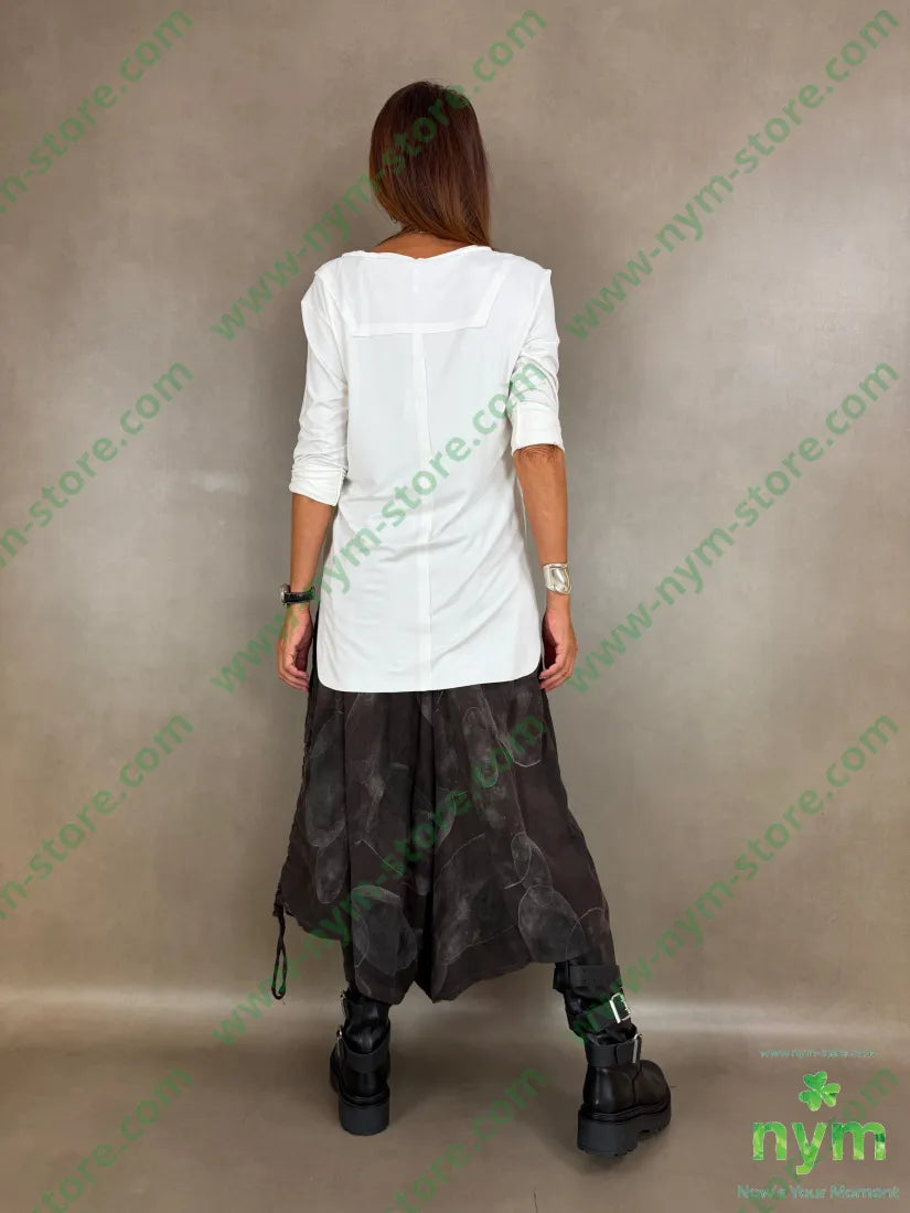 tshirt collo incrociato taglio vivo viscosa - TSHIRT