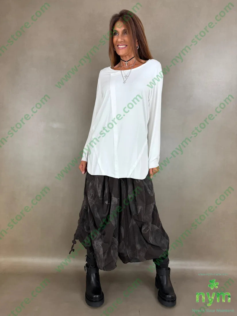 tshirt collo incrociato taglio vivo viscosa - TSHIRT