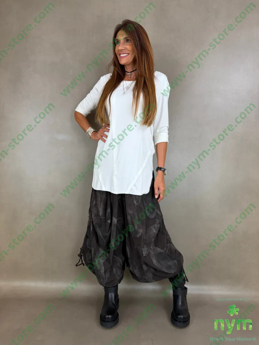 tshirt collo incrociato taglio vivo viscosa - TSHIRT