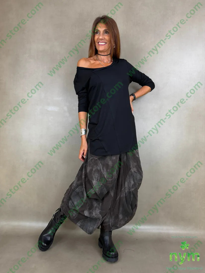 tshirt collo incrociato taglio vivo viscosa - TSHIRT