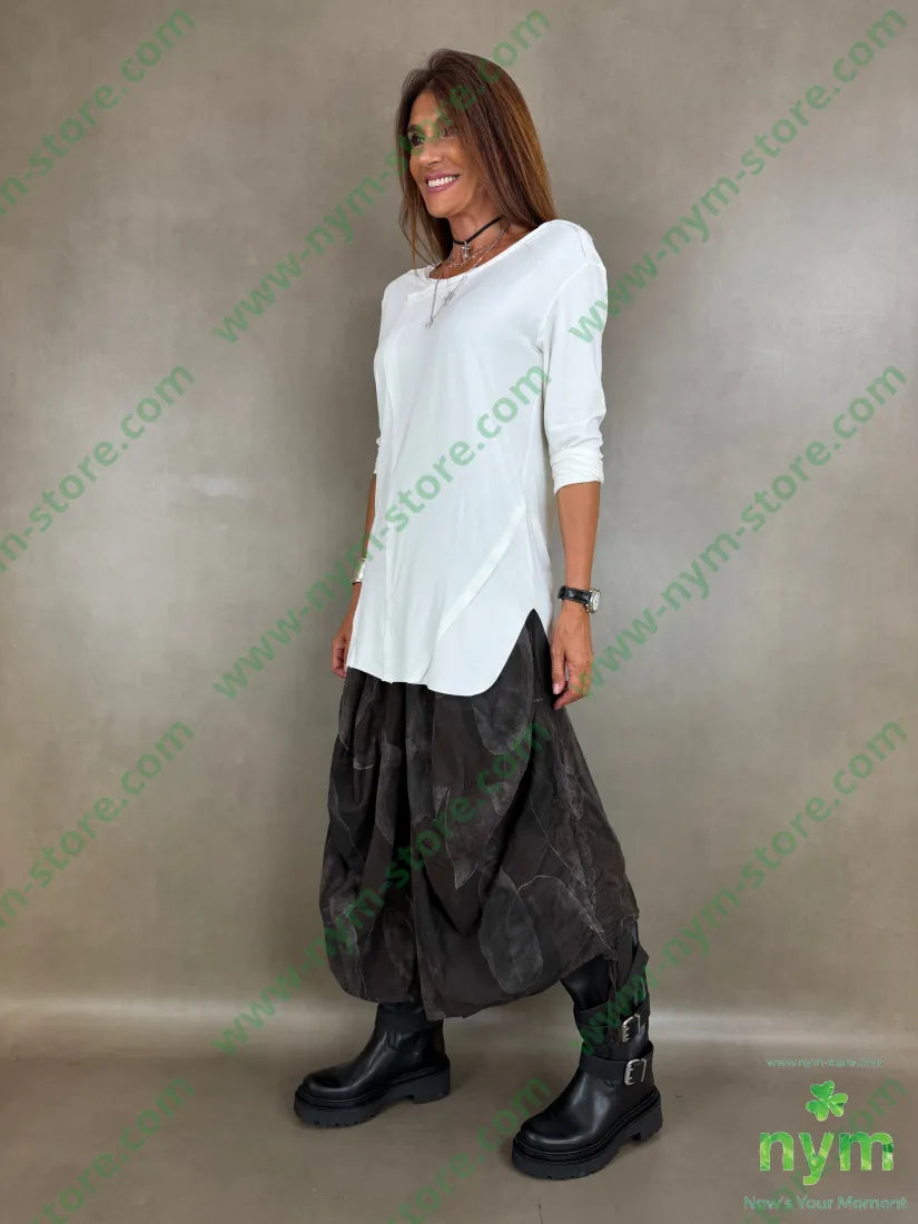 tshirt collo incrociato taglio vivo viscosa - TSHIRT