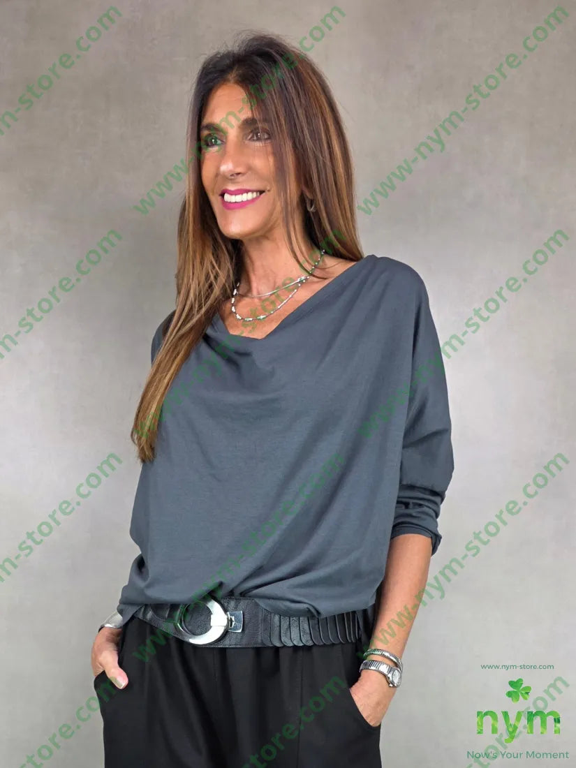 tshirt collo morbido manica lunga 100co U / ANTRACITE / AI25 TSHIRT