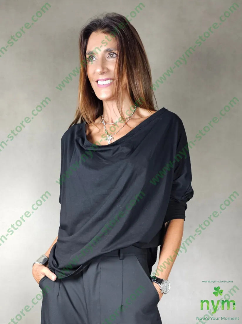 tshirt collo morbido manica lunga 100co U / NERO / AI25 TSHIRT