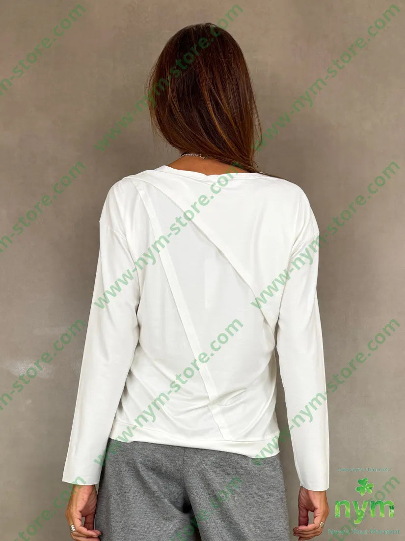 tshirt con inserto a v in viscosa - TSHIRT