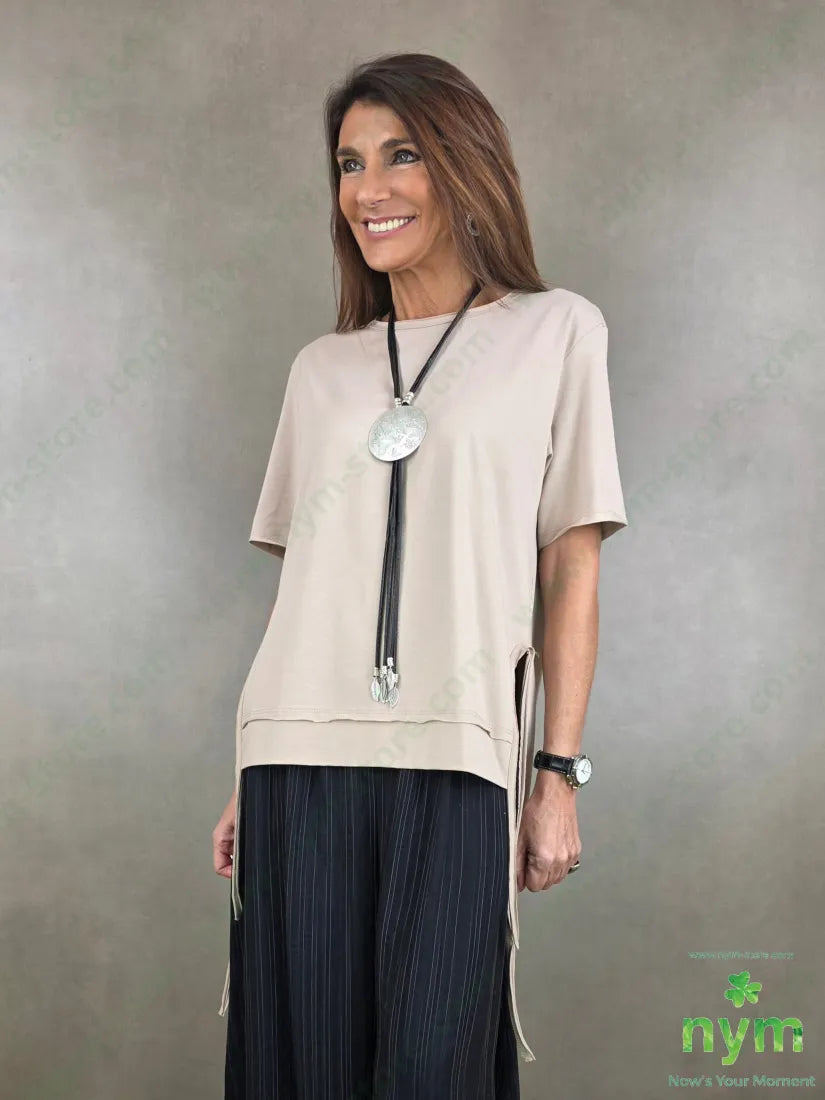 tshirt con pendenti bielastico 95co5ea U / SABBIA / PE26 TSHIRT