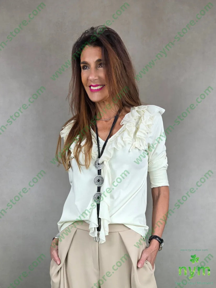 tshirt con rouge scollata 95co5ea U / CREMA / PE26 TSHIRT