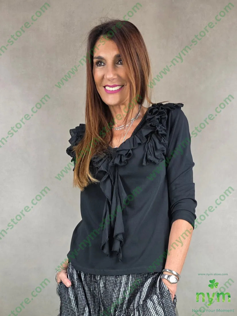 tshirt con rouge scollata 95co5ea U / NERO / PE26 TSHIRT