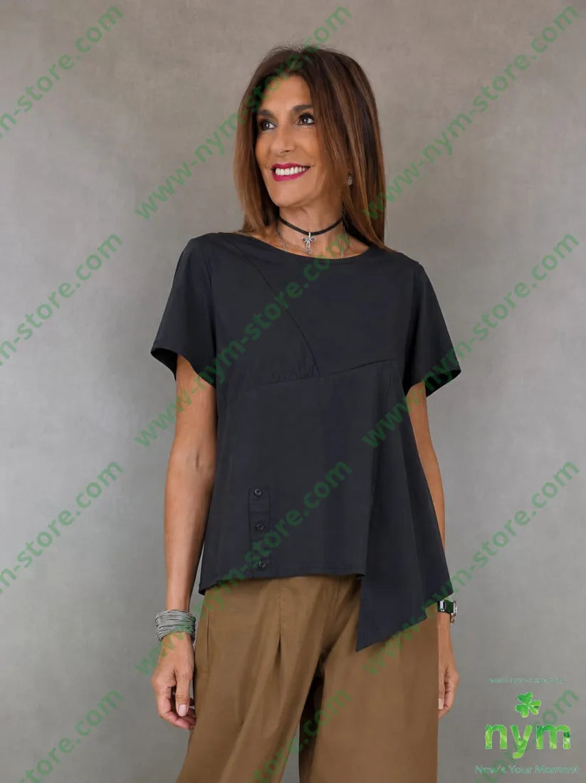 tshirt con tessuto popeline 95co5ea - U / NERO / PE26 - TSHIRT
