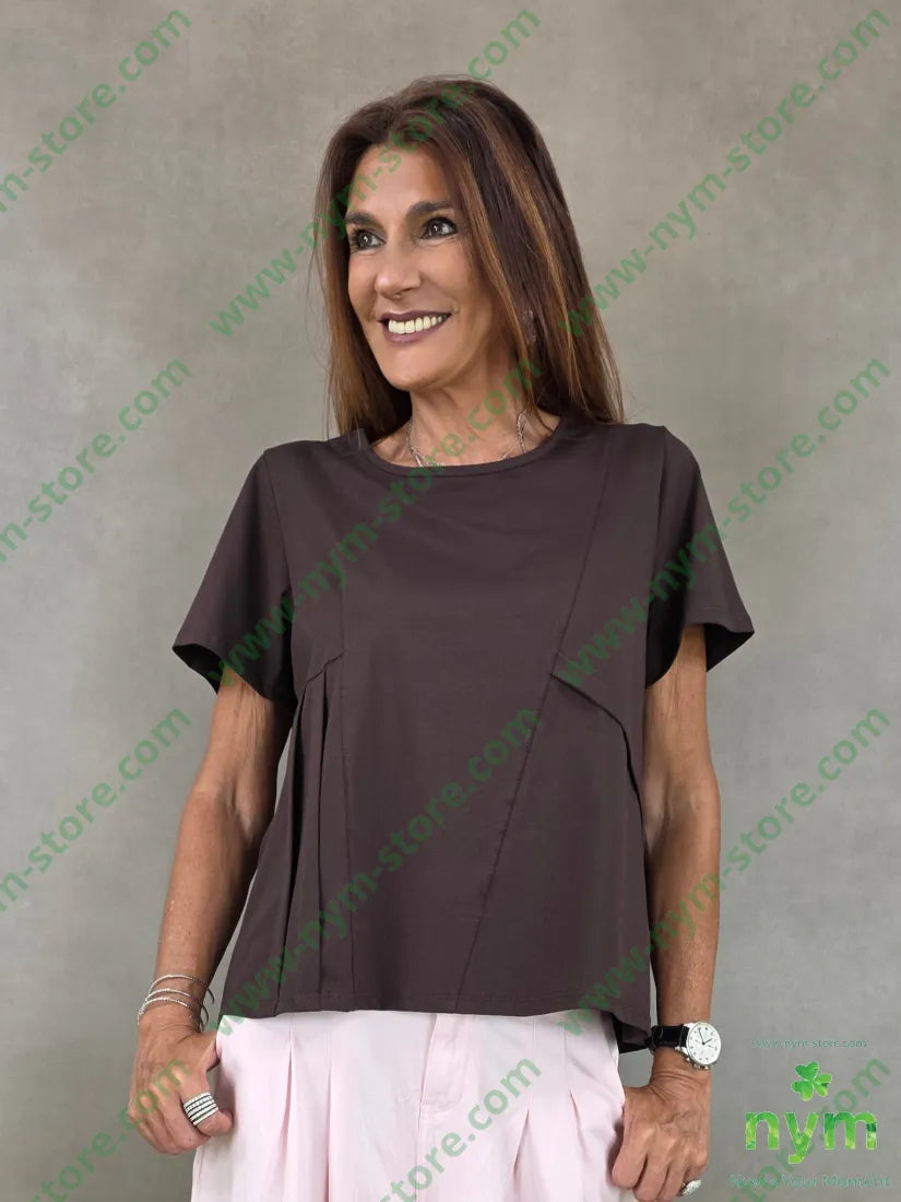 tshirt corta con pieghe laterali 95co5ea - U / MARRONE / PE26 - TSHIRT