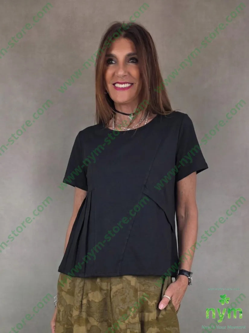 tshirt corta con pieghe laterali 95co5ea - U / NERO / PE26 - TSHIRT