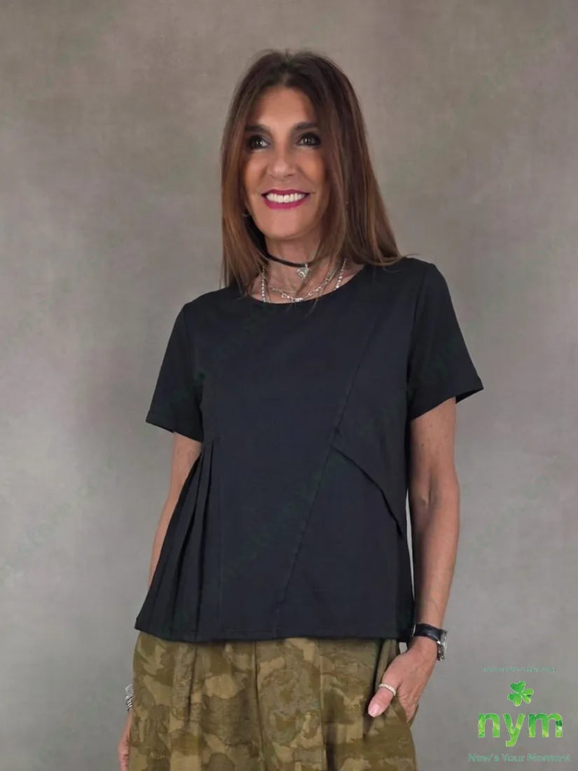 tshirt corta con pieghe laterali 95co5ea - U / NERO / PE26 - TSHIRT