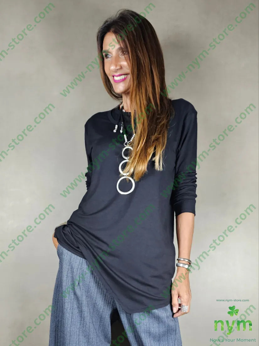 tshirt doppio collo viscosa 94vi6ea U / NERO / AI25 TSHIRT