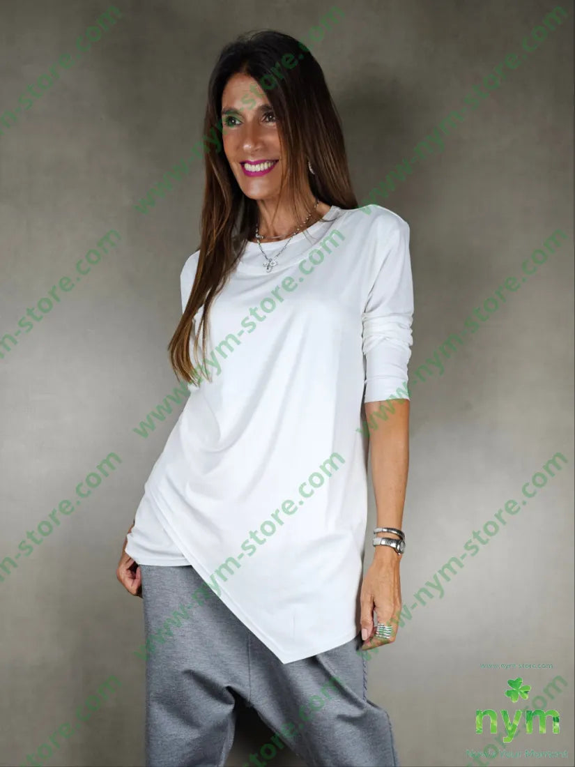 tshirt doppio collo viscosa 94vi6ea U / PANNA / AI25 TSHIRT