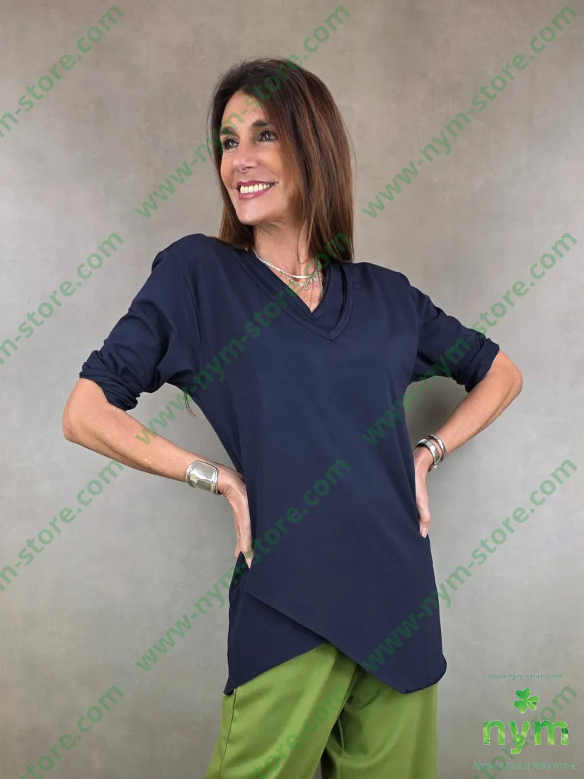 tshirt doppio scollo bielastico 95co5ea U / BLU / PE26 TSHIRT