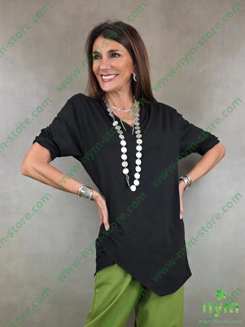 tshirt doppio scollo bielastico 95co5ea U / NERO / PE26 TSHIRT