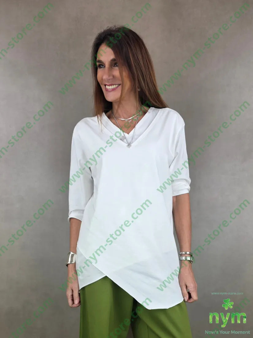 tshirt doppio scollo bielastico 95co5ea U / PANNA / PE26 TSHIRT