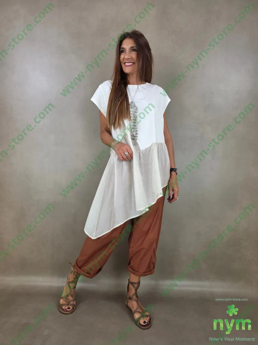 tshirt doppio tessuto con balza 95co5ea - TSHIRT